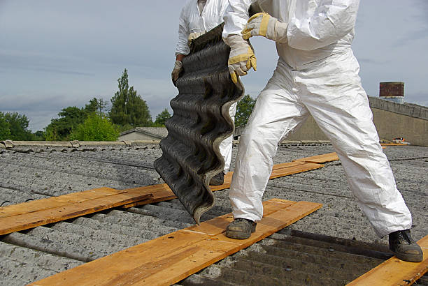 Close-up of asbestos material being carefully handled, highlighting the importance of professional asbestos removal services to ensure safety and compliance.