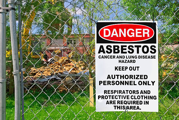 A Danger: Asbestos sign placed outside a restricted area, emphasizing the need for professional asbestos removals to ensure safety.